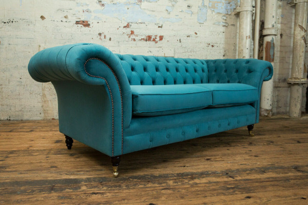 Turquoise Chesterfield Couch Designer 3-Seater Luxury Living Room Sofa