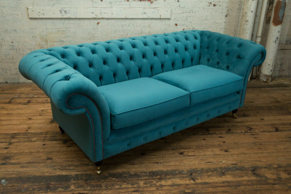 Turquoise Chesterfield Couch Designer 3-Seater Luxury Living Room Sofa