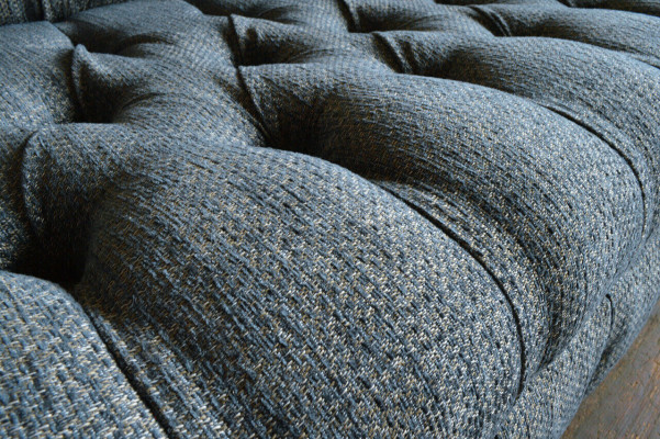 Gray Textile Chesterfield Three-Seater Luxury 3-Person Couch Designer Sofa