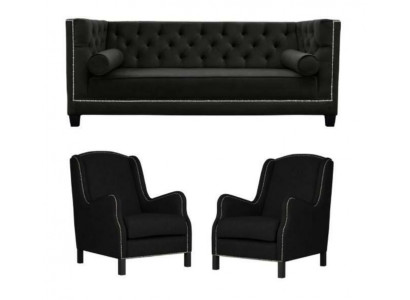 Black sofa set three-seater armchair upholstery couches set 3+1+1