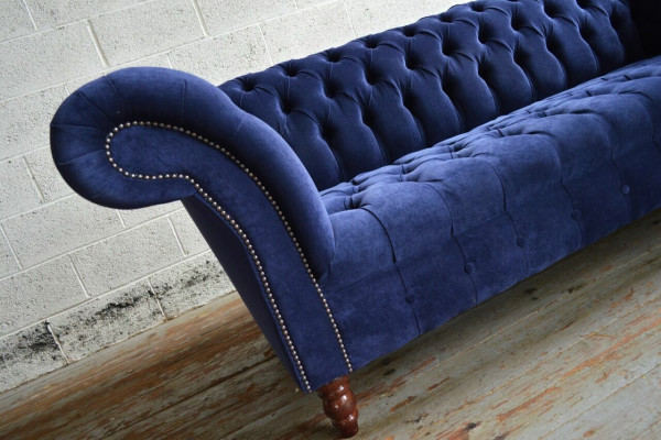 Blue Chesterfield Sofa Couch Design Upholstered Sofas Couches Fabric Textile Leather