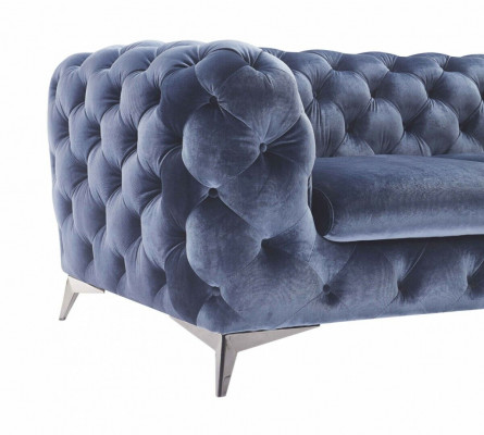 Blue Chesterfield Couch Upholstery Suite Textile 2+2 Designer Furniture