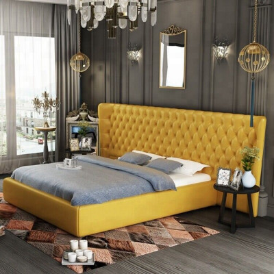 XXL Large Wall Panel Bed Chesterfield Hotel Luxury Design Beds 200x200cm New