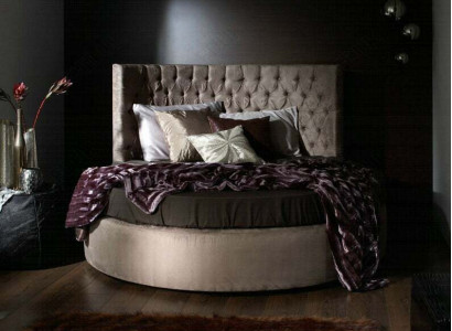Round Chesterfield Luxury Round Bed Classic Hotel Velvet Textile Leather Beds New