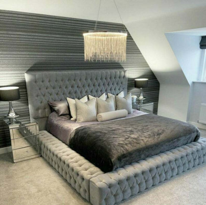 Chesterfield bed luxury bedroom hotel upholstered beds with buttons