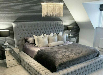 Chesterfield bed luxury bedroom hotel upholstered beds with buttons