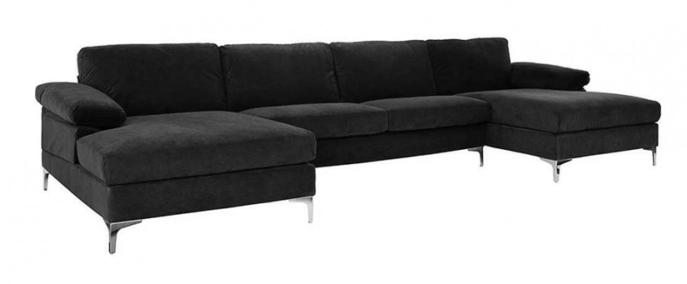Green U-shaped corner sofa living landscape couch corner set design