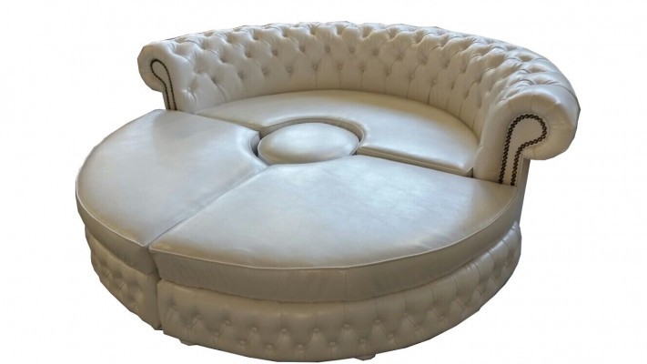 Chesterfield ROUND SOFA Corner Sofa Royal Semi-Circular Designer Sofa Leather Sofa