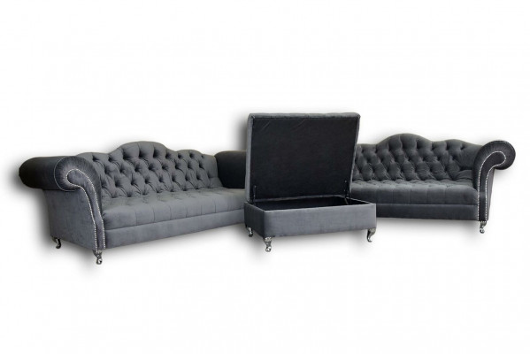 Sofa set 3+2 seater + ottoman Chesterfield sofa fabric leather couches