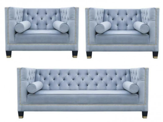 Blue sofa set Chesterfield chair creative furniture textile fabric living room new