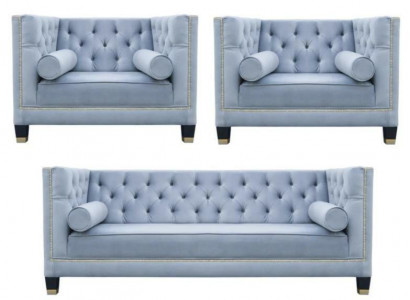 Blue sofa set Chesterfield chair creative furniture textile fabric living room new
