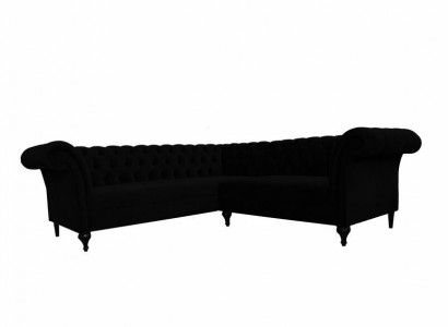 Black Chesterfield Luxury L-Shaped Couch