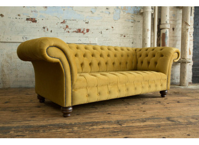 Yellow Designer Chesterfield Three-seater Luxury 3-Seater Couch Living Room Sofa