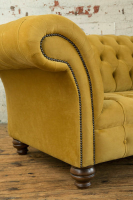 Yellow Designer Chesterfield Three-seater Luxury 3-Seater Couch Living Room Sofa