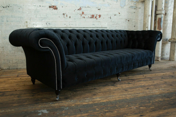 Black Modern Four-Seater Luxury 4-Seater Living Room Sofa