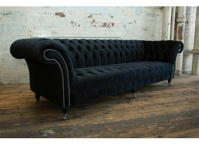 Black Modern Four-Seater Luxury 4-Seater Living Room Sofa