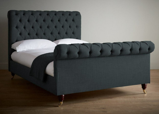 Chesterfield Design Upholstered English Double Bed Black 140/160/180x200 Beds
