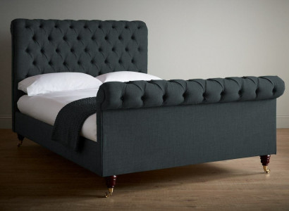 Chesterfield Design Upholstered English Double Bed Black 140/160/180x200 Beds