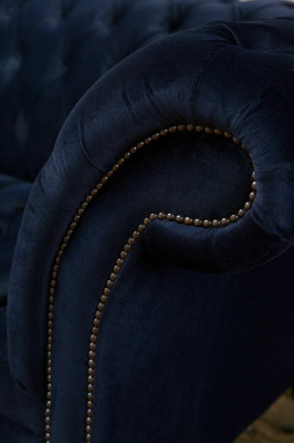 Dark blue Chesterfield three-seater modern living room luxury couch