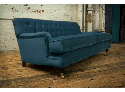 Blue Modern Chesterfield Three-Seater Luxury 3-Seater Couch Living Room Sofa
