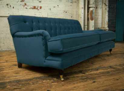 Blue Modern Chesterfield Three-Seater Luxury 3-Seater Couch Living Room Sofa