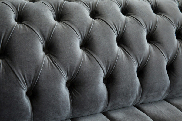 Modern Chesterfield Gray 3-Seater Stylish Living Room 3-Seater Couch
