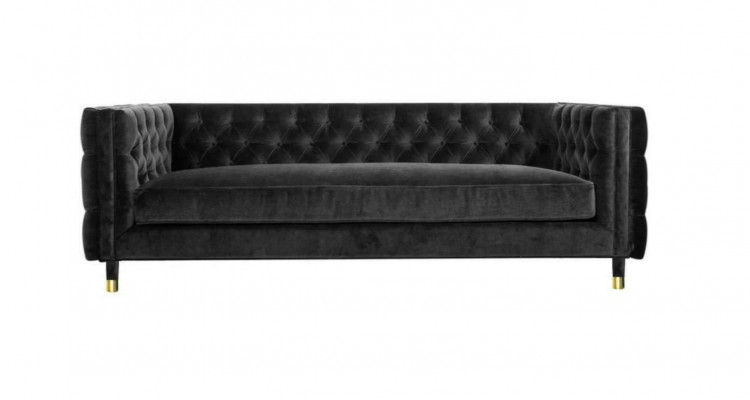 Black Chesterfield Sofa Big Luxury Furniture 4-seater Textile Fabric Couches