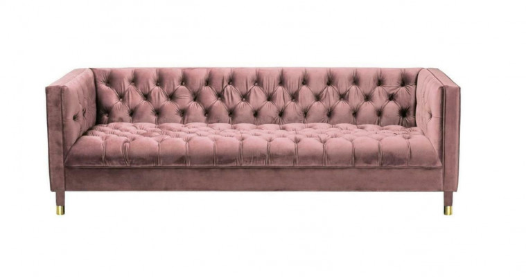 Chesterfield Sofa Pink Furniture 4-seater Sofas Textile Fabric Couches XXL Big 230cm