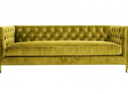Yellow Chesterfield 4-Seater Sofa Luxury Design Furniture Textile Fabric Couches Yellow Sofas