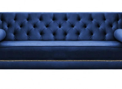 Blue Chesterfield three-seater fabric living room design couches