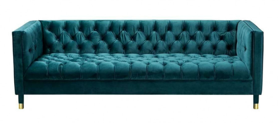 Chesterfield Sofa Blue Sofas Textile Fabric Couches Furniture 4-seater