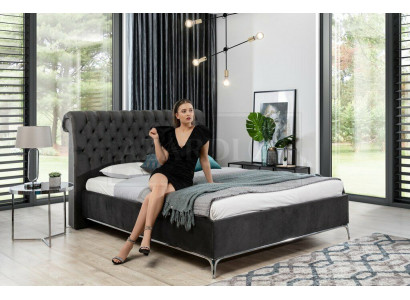 Black Chesterfield Luxury Double Bed Designer Bedroom Furniture