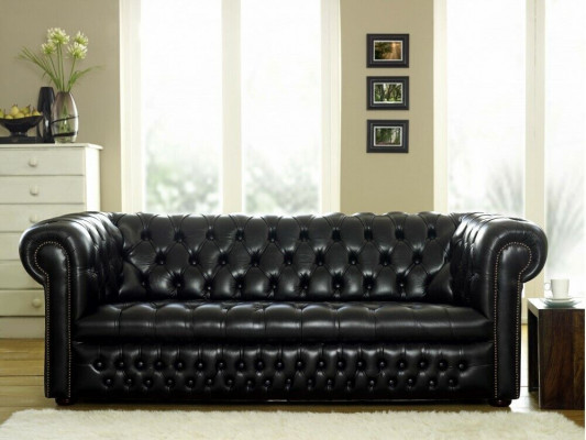 Black Chesterfield Sofa 3+1 Seater Designer Couches Sofa Set