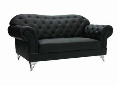 Black Chesterfield Sofa Modern Three-Seater Stylish 3-Seater