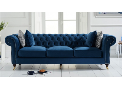 Blue Chesterfield Sofa Luxury Living Room Couch Fabric Sofa