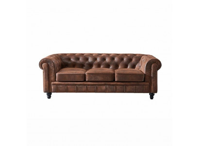 Brown luxury Chesterfield 3-seater designer living room couch