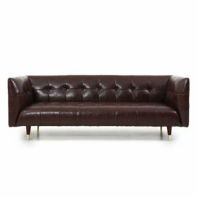 Brown Chesterfield Luxury 3-Seater Leather Living Room Sofa