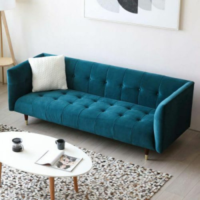 Modern Gray Chesterfield 3-Seater Luxury Living Room Couch