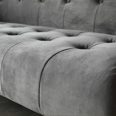 Modern Gray Chesterfield 3-Seater Luxury Living Room Couch