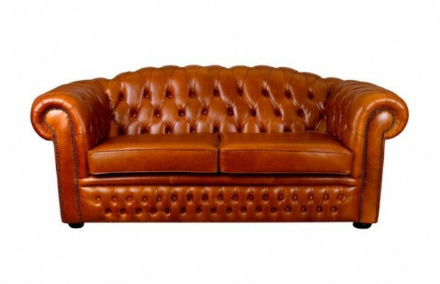 Chesterfield Sofa Couch Upholstery Fabric Leather Sofas Brown Suite 3-Seater