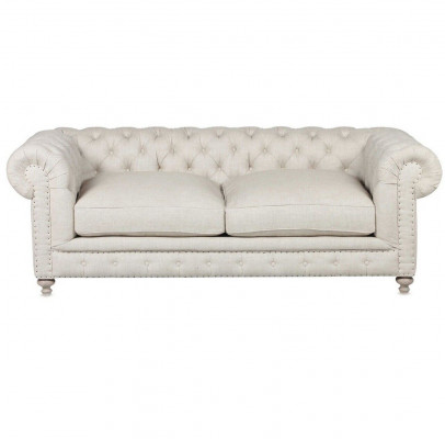 White Chesterfield Upholstered 3-Seater Luxury Living Room Sofa