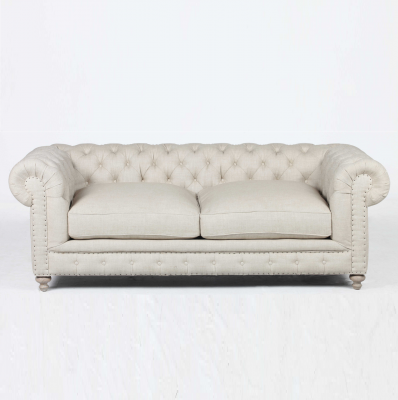 White Chesterfield Luxury Three-Seater Modern 3-Seater Living Room Couch