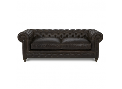Brown Chesterfield 3-seater designer living room couch