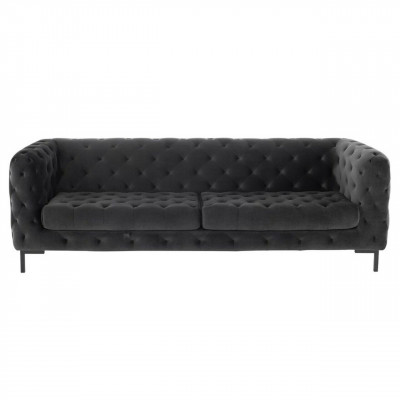 Designer Black Three-Seater Chesterfield Modern Couch