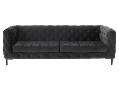 Designer Black Three-Seater Chesterfield Modern Couch