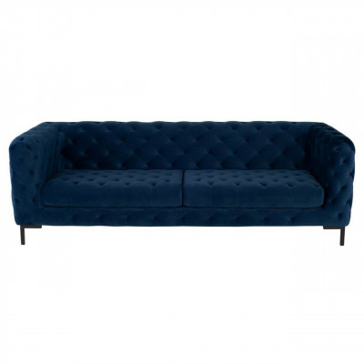 Stylish Blue Chesterfield 3-Seater Living Room Luxury Couch