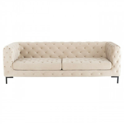 Beige Designer Chesterfield Three-Seater Luxury Living Room Couch