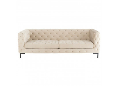 Beige Designer Chesterfield Three-Seater Luxury Living Room Couch