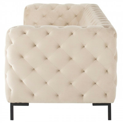 Beige Designer Chesterfield Three-Seater Luxury Living Room Couch