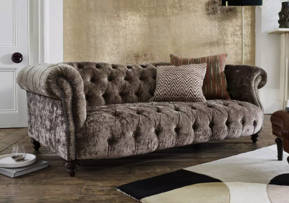 Chesterfield brown three-seater designer 3-seater couch luxury sofa